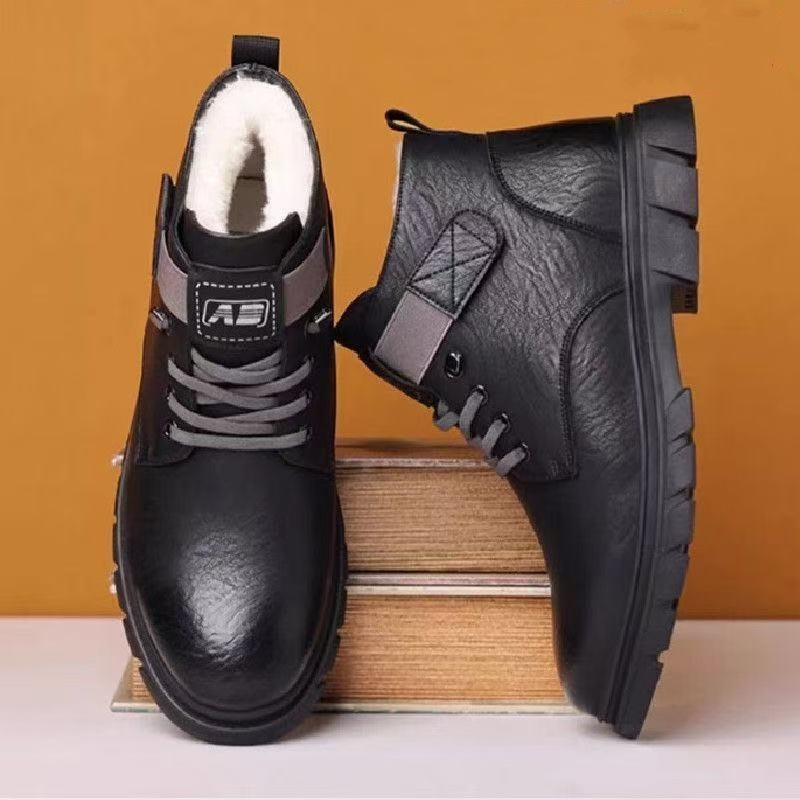 Insulated Men's Boots, High-Top, Synthetic PU, Winter
