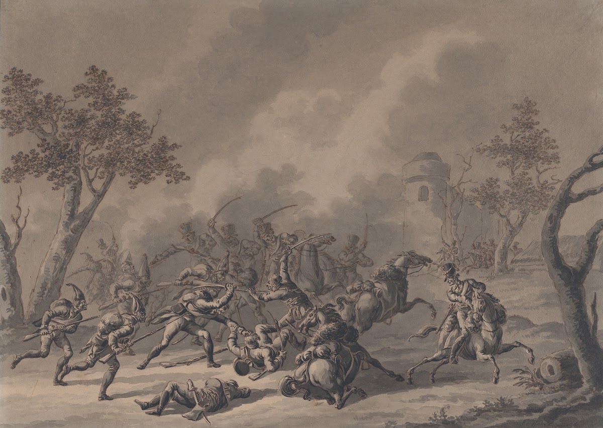 A Battle Between Cavalrymen and Infantry early 19th century