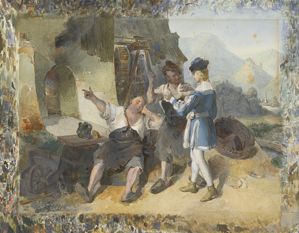 Fridolin And Two Workmen By The Forge 1833