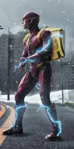 Flash, Delivery, Superhero, Winter 4K Wallpaper Background