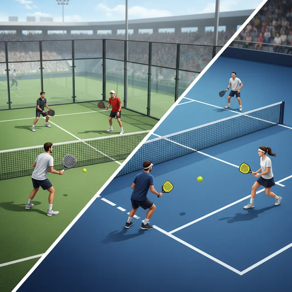 Perbedaan utama antara padel dan pickleball