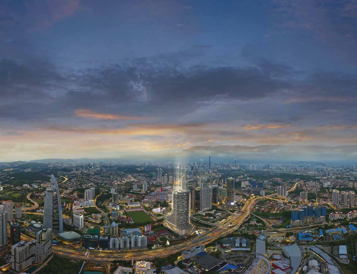Khaya Residences — cityscape night aerial