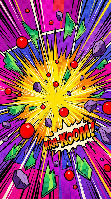 Abstract Comic Book Style Explosion with Colorful Debris - Free mobile Wallpaper