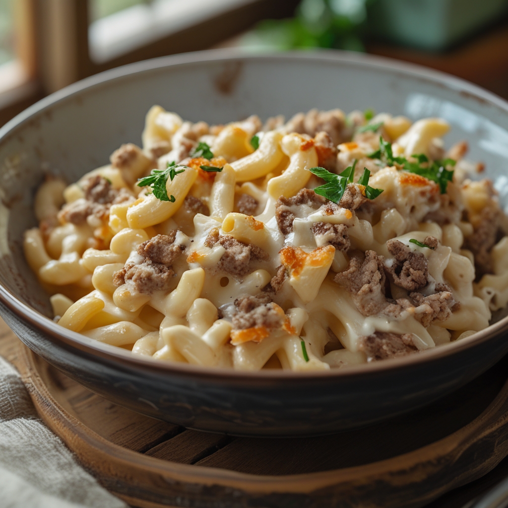 High-Protein Creamy Philly Cheesesteak Mac & Cheese Bliss - Easy Homemade Comfort Food
