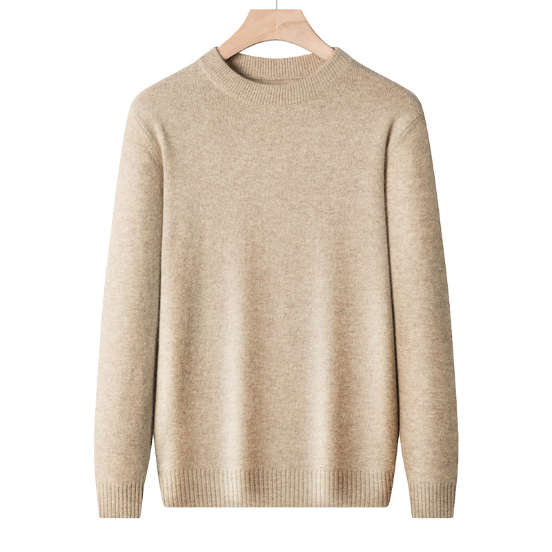 Herren-Wollpullover, Rundhalsausschnitt, einfarbig