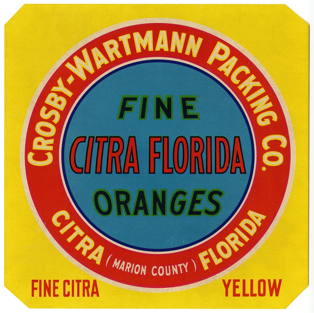 Label for Fine Citra Oranges  Yellow 1930 1950