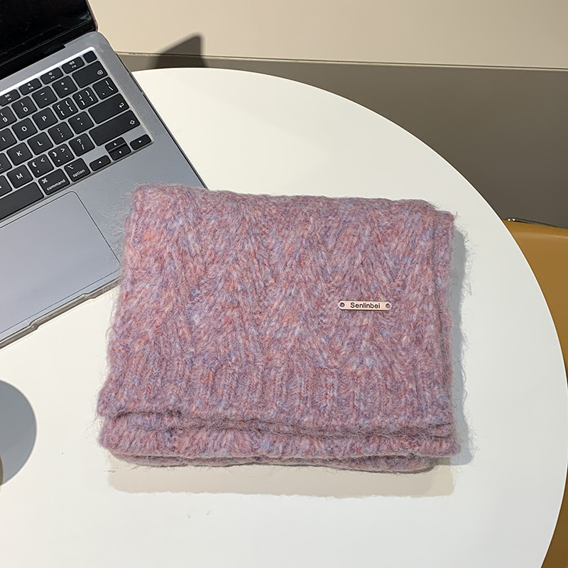 Knitted scarf from alpaca wool blend, fashionable