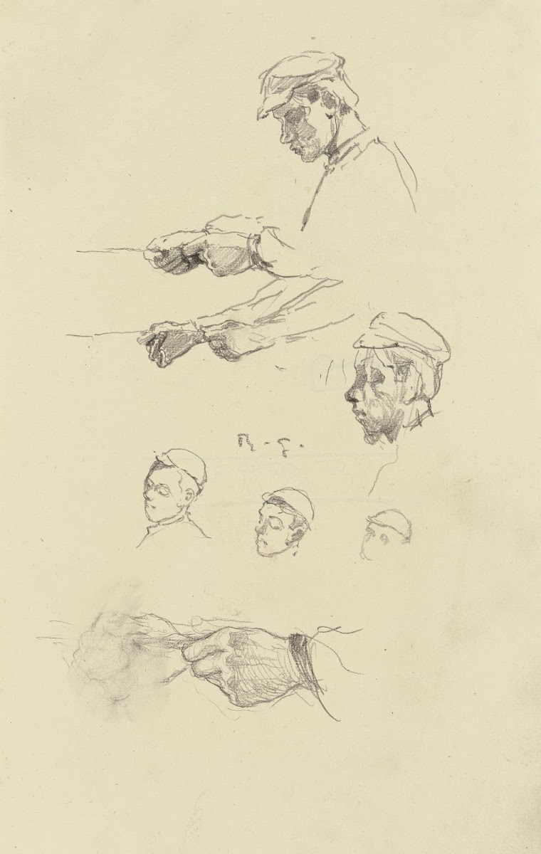 Kopf und Hände eines Arbeiters aus der Großen Spinnerei von Edam ca 1894