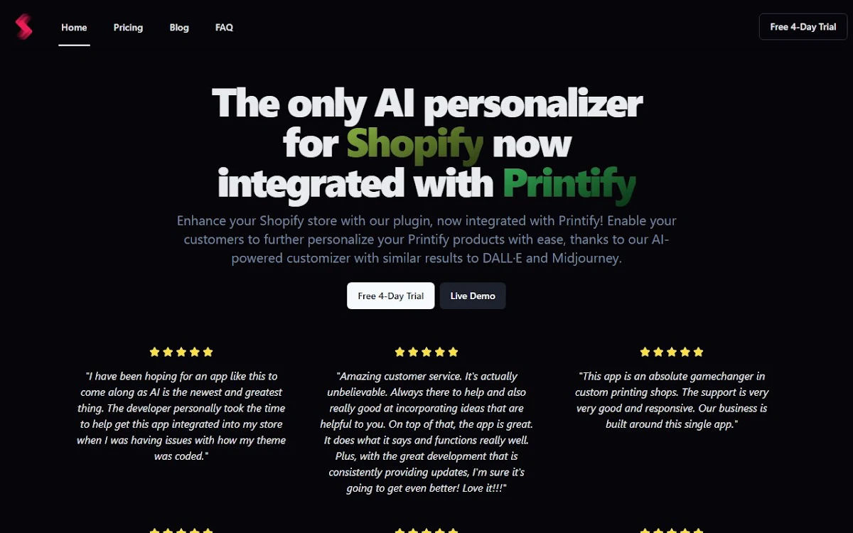 Captura de SnapArt - Shopify AI Product Customizer