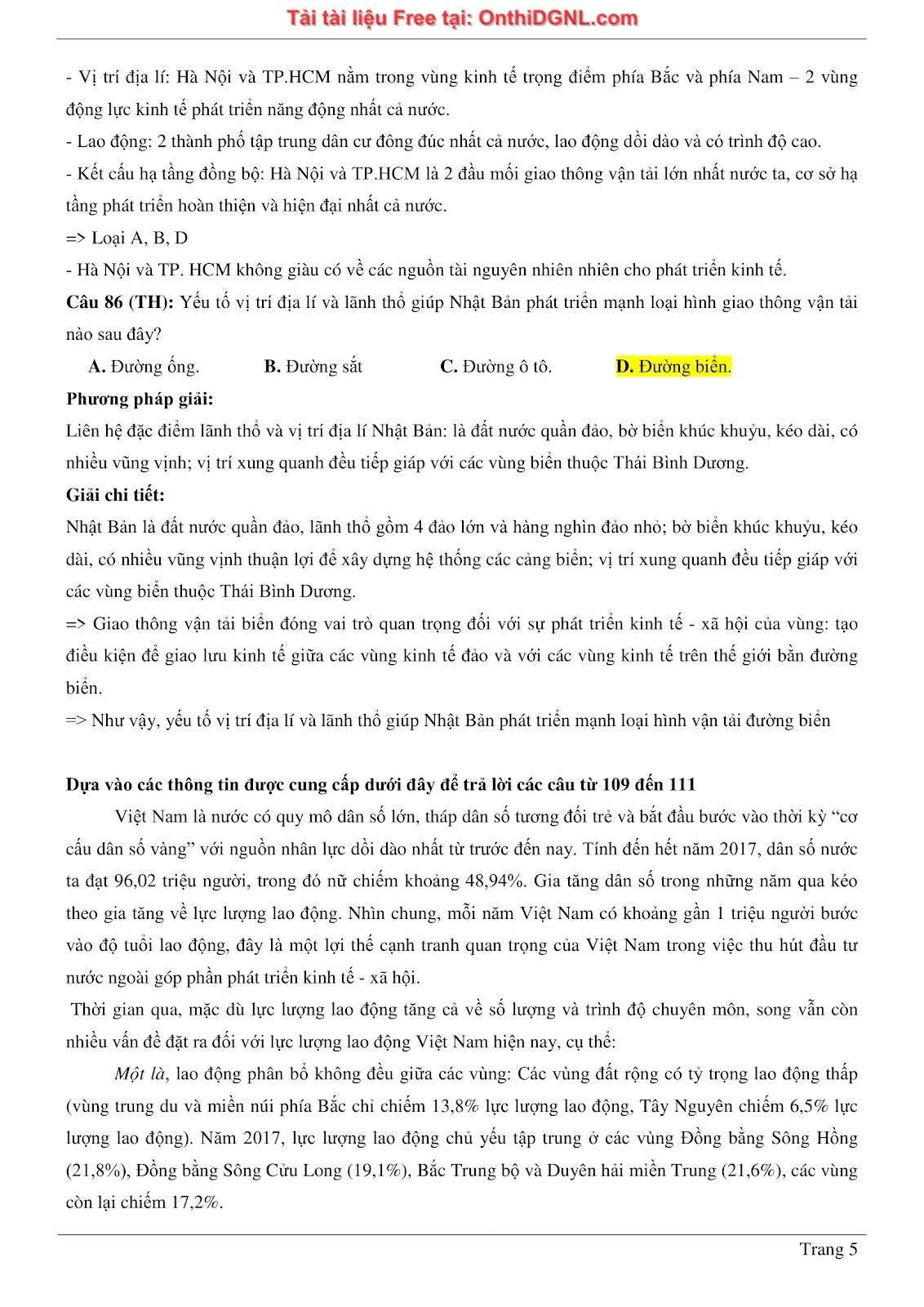 250 bài tập môn Địa Lý - Ôn thi ĐGNL ĐHQG TP HCM Phần 2