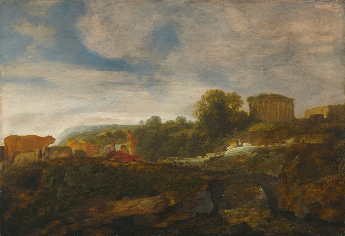 Arcadian Landscape With Resting Shepherds With Their Cattle Antiquities Beyond