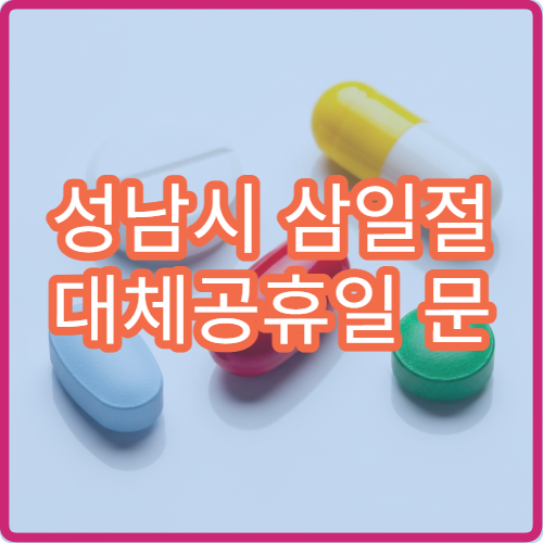 성남시 삼일절 대체공휴일 문 여는 약국 어디? 당번약국 영업시간 및 공휴일 조제 가능 여부 안내