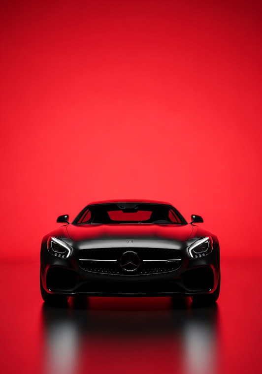 Matte Black Mercedes Red Backdrop