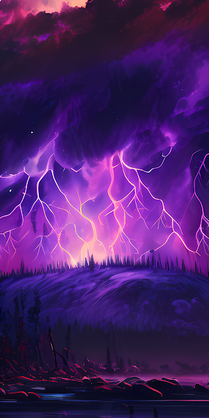 Night Sky, Lightning, Storm, Forest 4K Wallpaper Background
