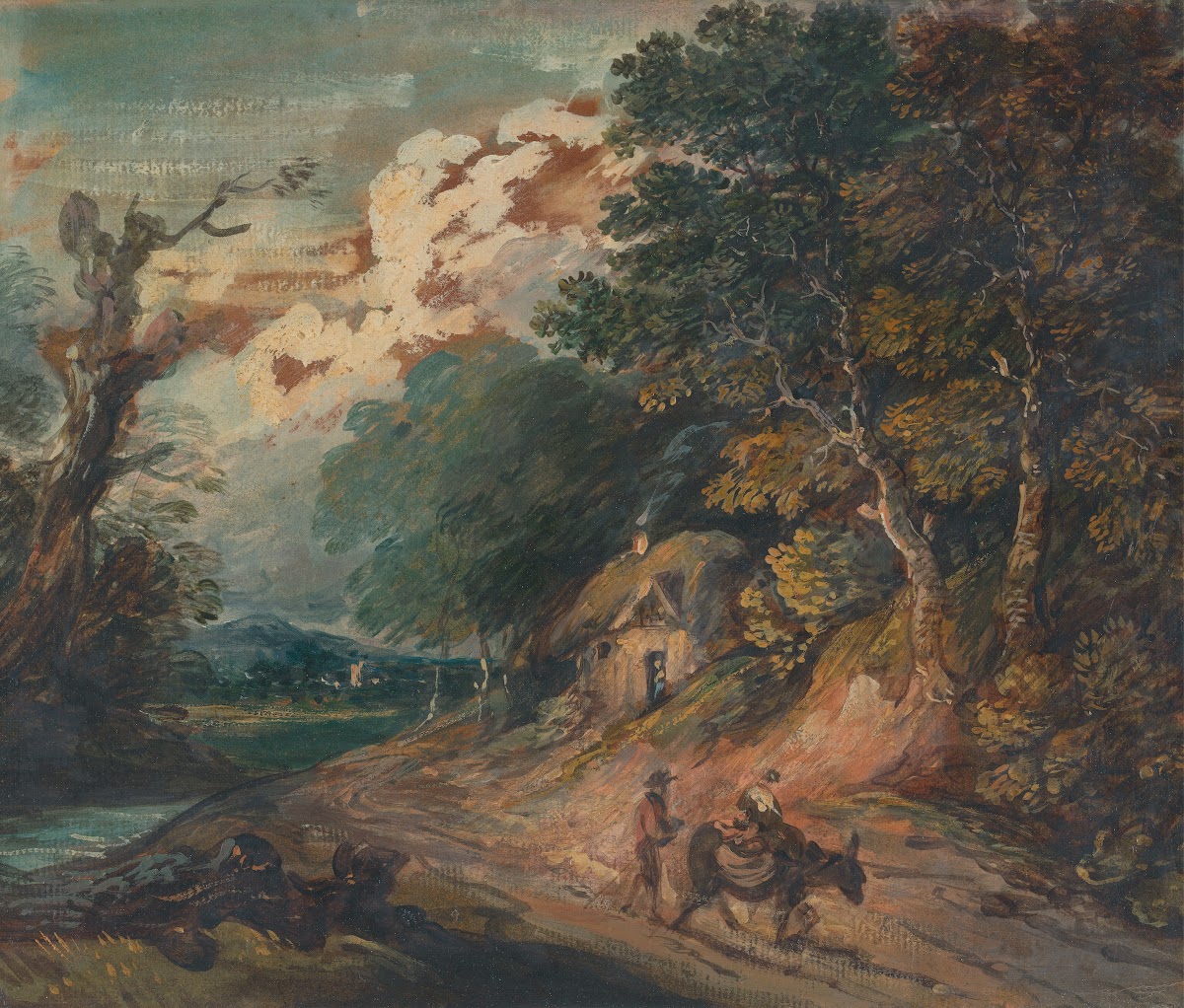 Landscape Figure riding a donkey