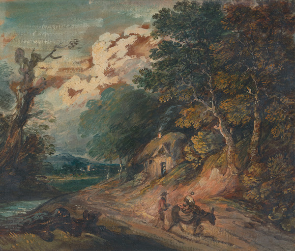 Landscape Figure riding a donkey