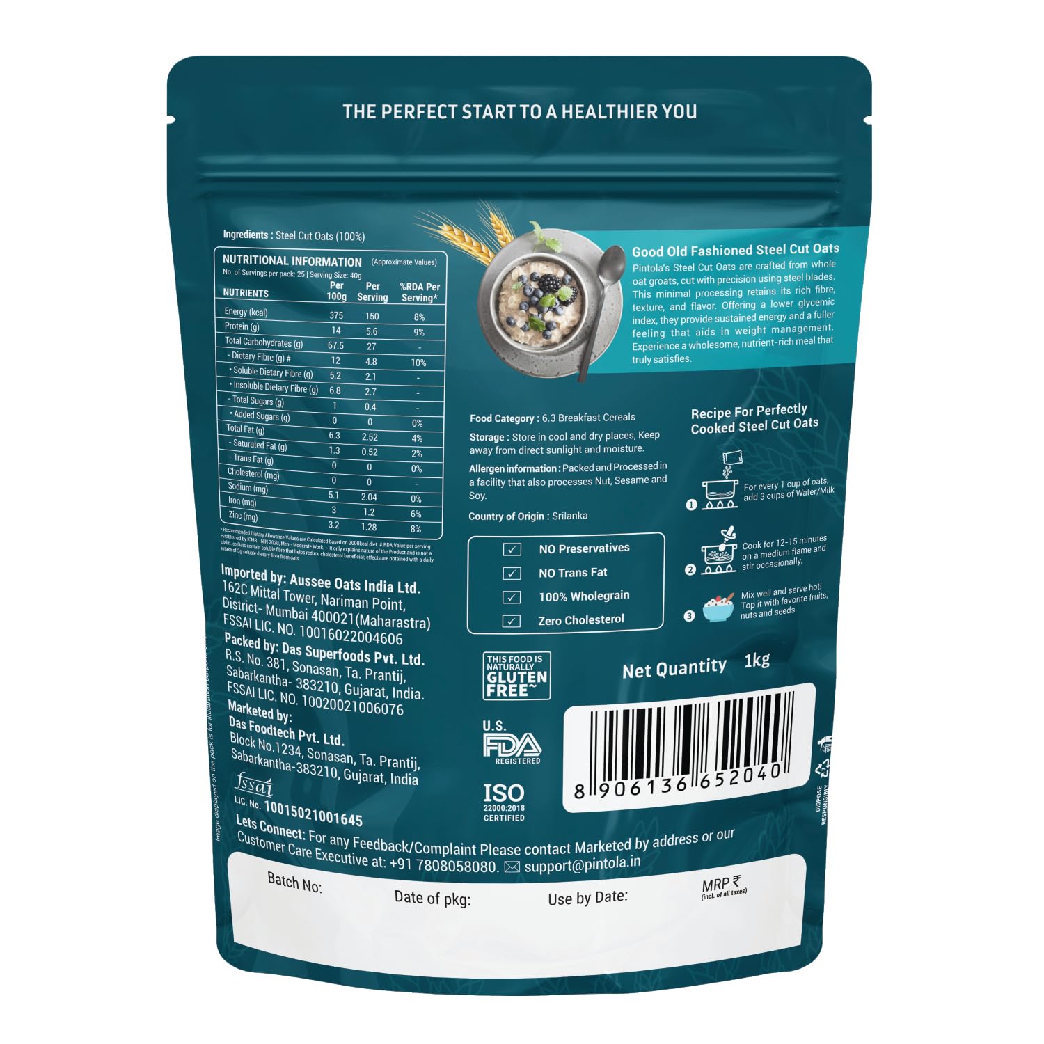 Pintola Steel Cut Oats