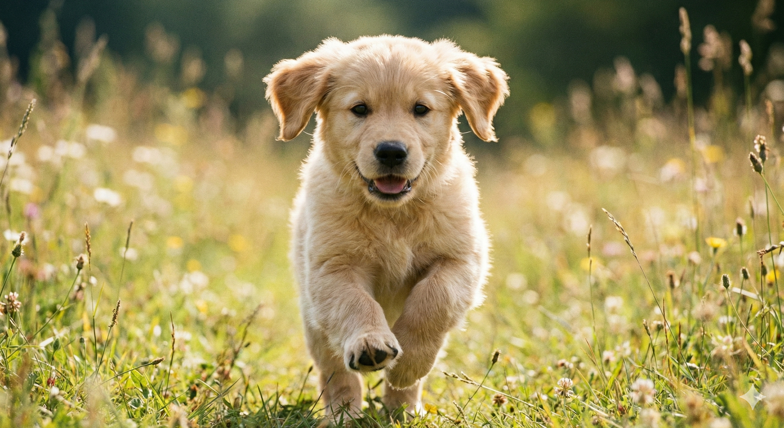 Happy dog with owner