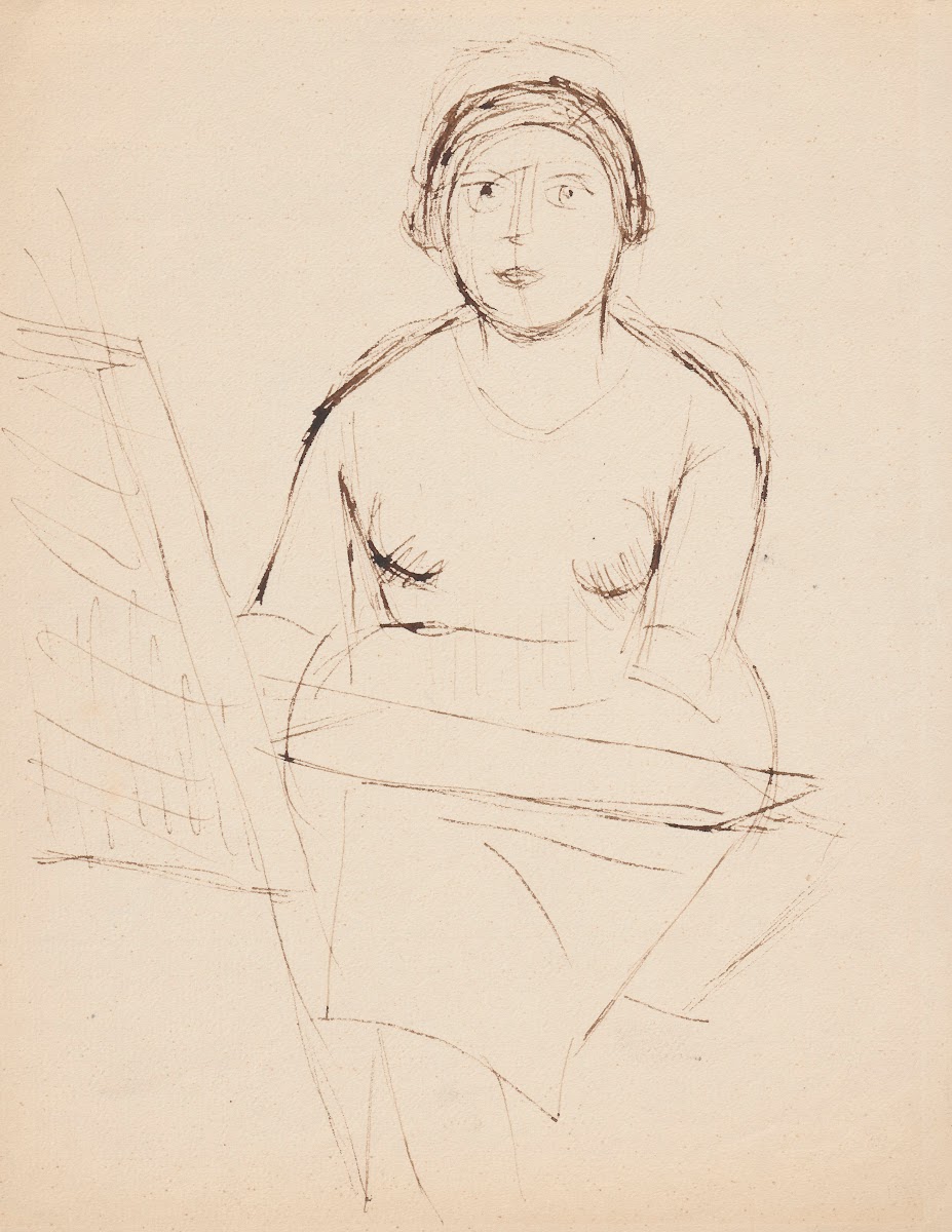 Kobieta przy krosnach siedząca 1932