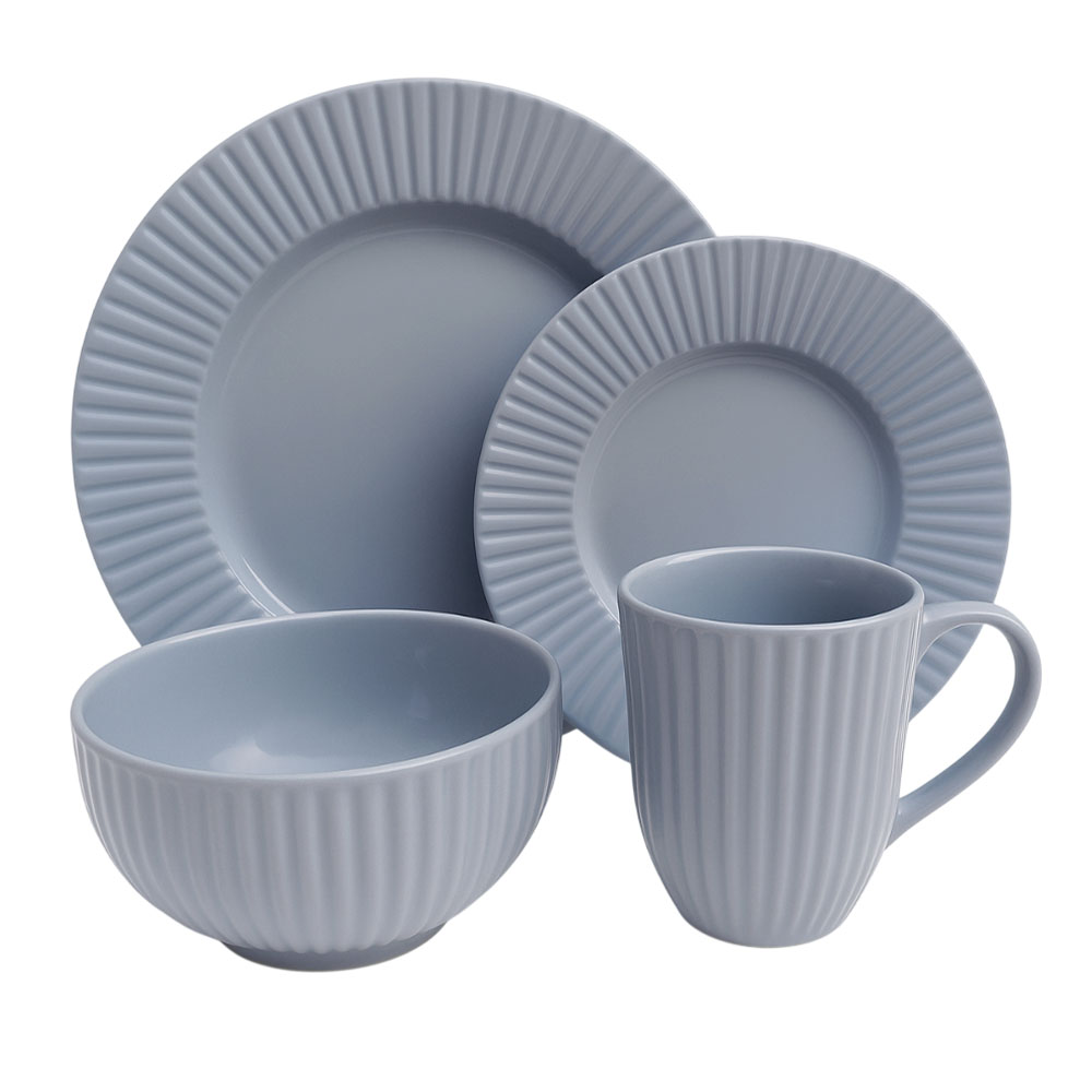 Vajilla de cerámica Distinto™ color azul claro, 16 piezas