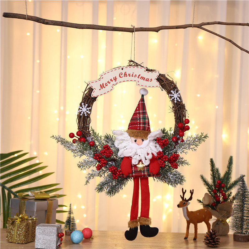 Christmas wreath with cartoon figure and branch look