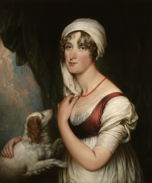Sarah Trumbull with aSpaniel ca1802