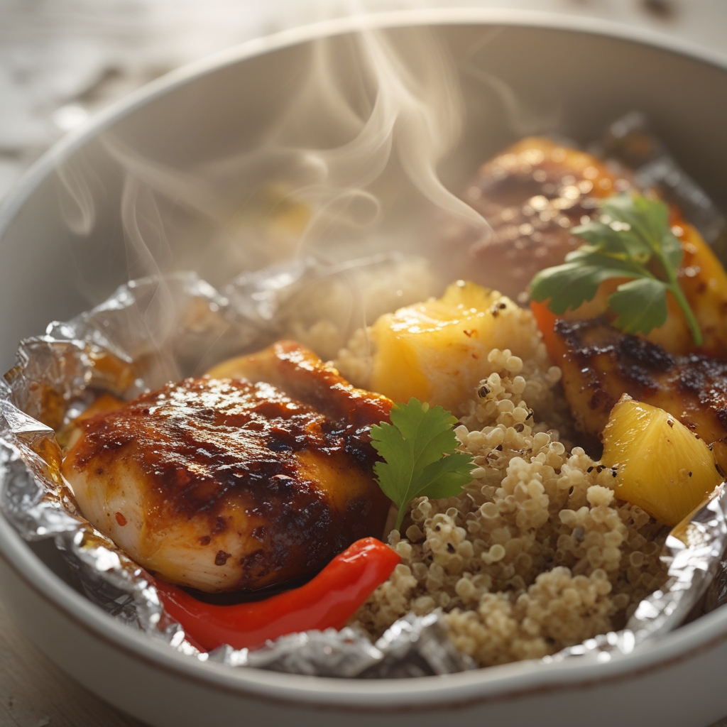 Caribbean Pineapple Jerk Chicken Protein Foil Packets with Coconut-Lime Quinoa