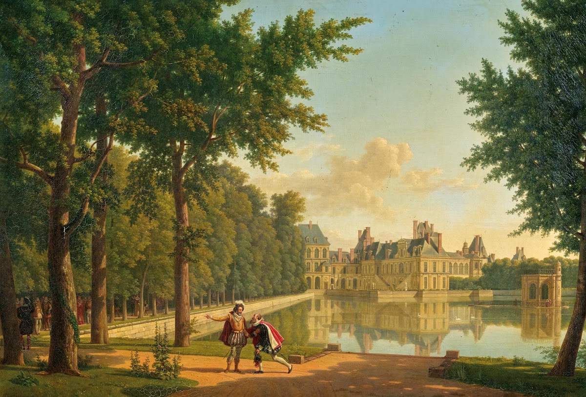 Henry VI and Sully before the Château Royal de Fontainebleau 1818