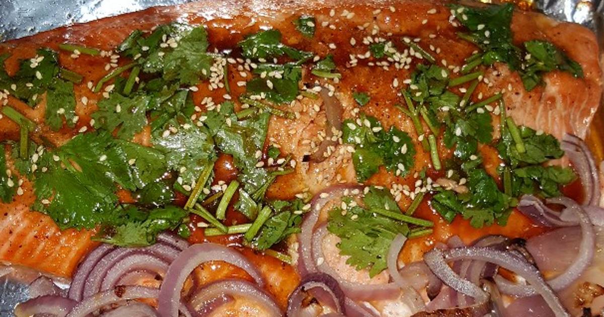 Cá hồi đút lò teriyaki