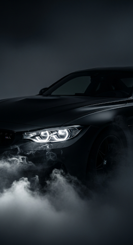 Black Sportscar Headlights in Smoke