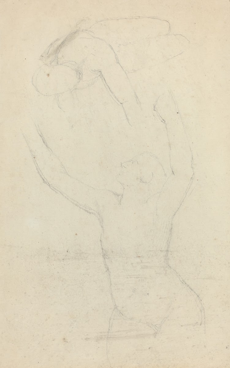 Two Airborne Figures Reaching out to One Another
