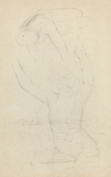 Two Airborne Figures Reaching out to One Another