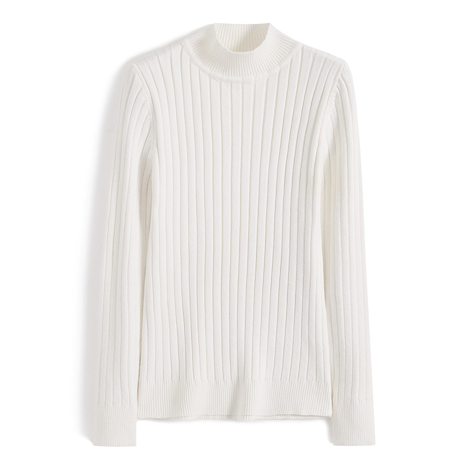 Women's knitted sweater with a half stand-up collar, fitted