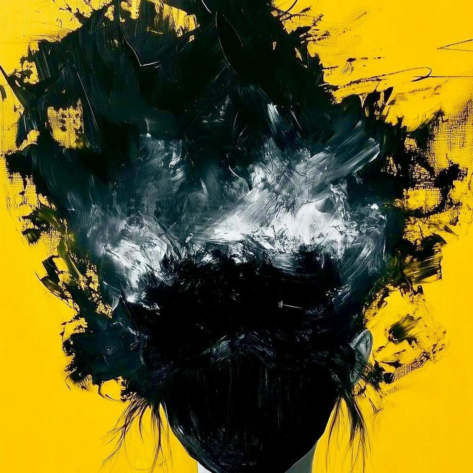 Download Abstract Yellow And Black Portrait iPhone