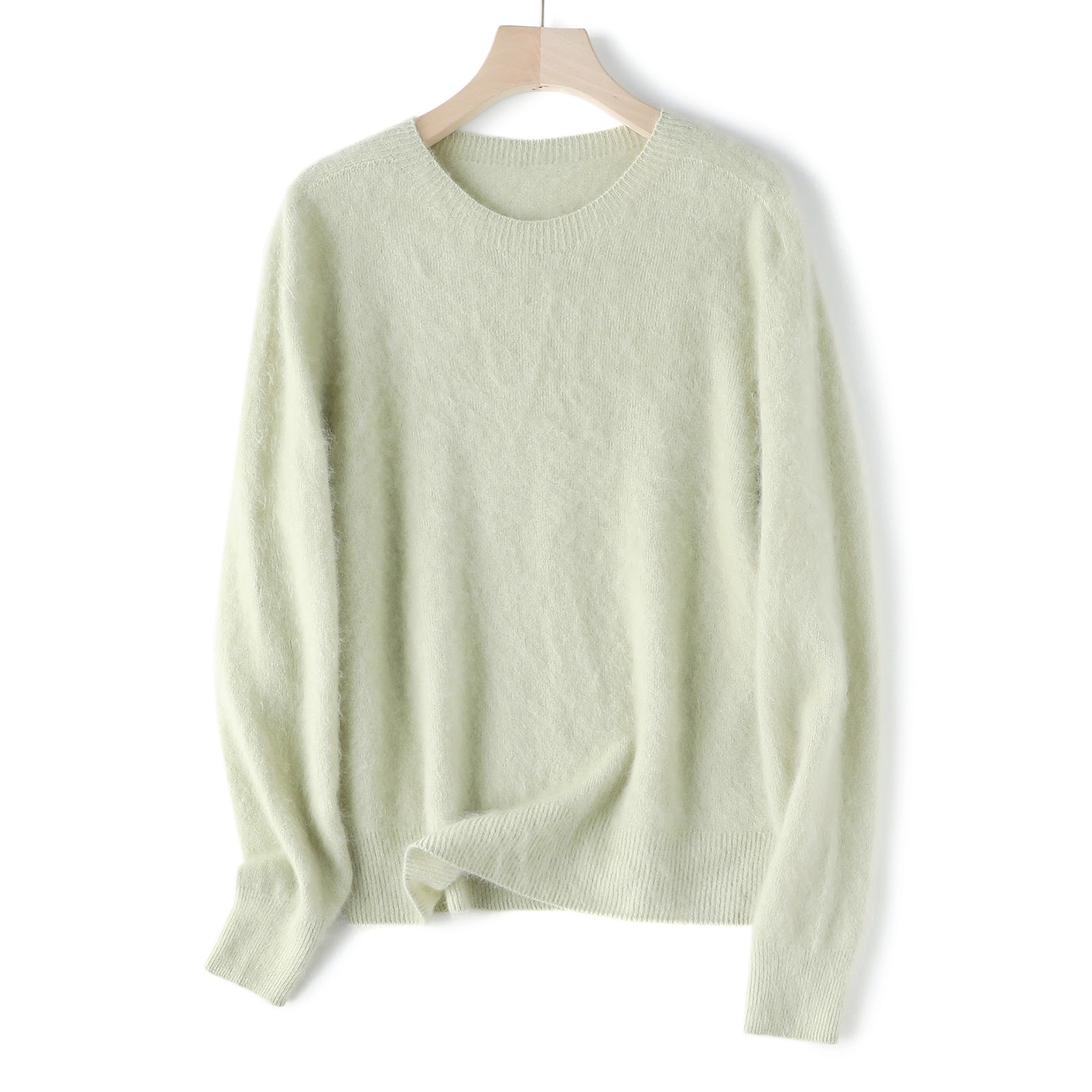 Women's wool-cashmere sweater, seamless, various collar styles
