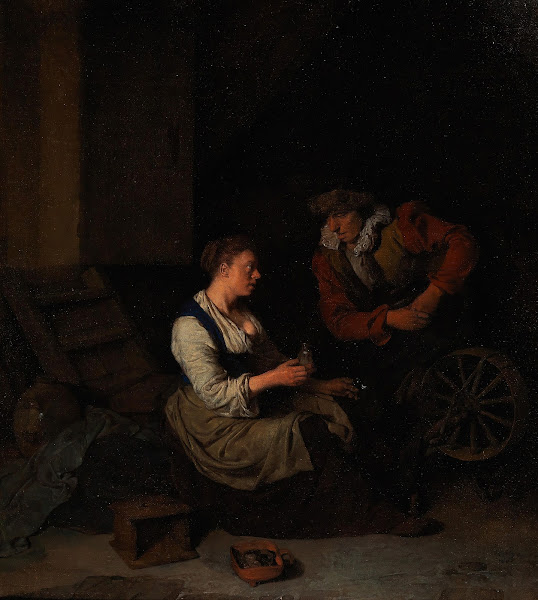 A Suitor With A Woman At A Spinning Wheel 1662