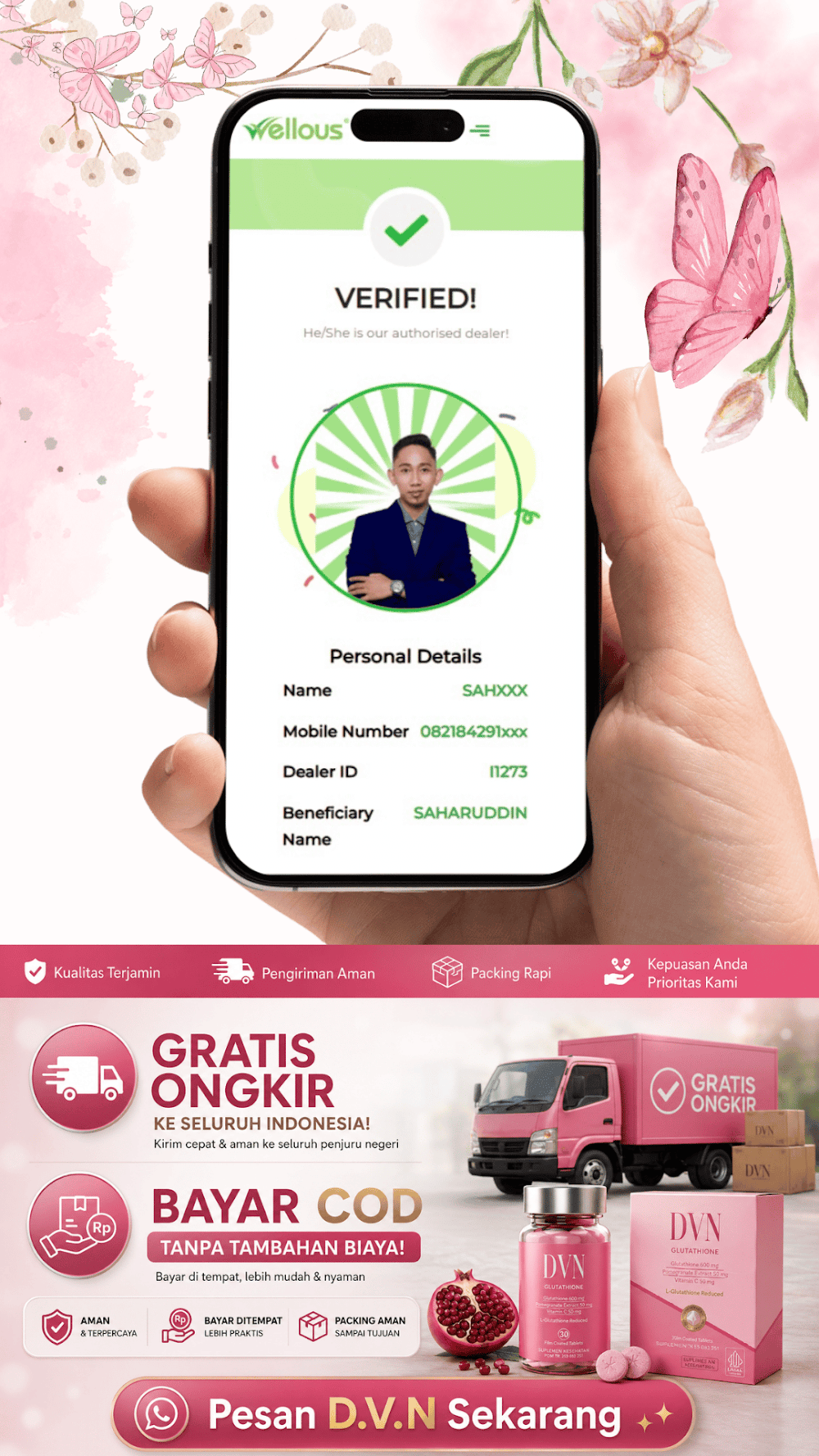 Pesan DVN sekarang gratis ongkir dan COD