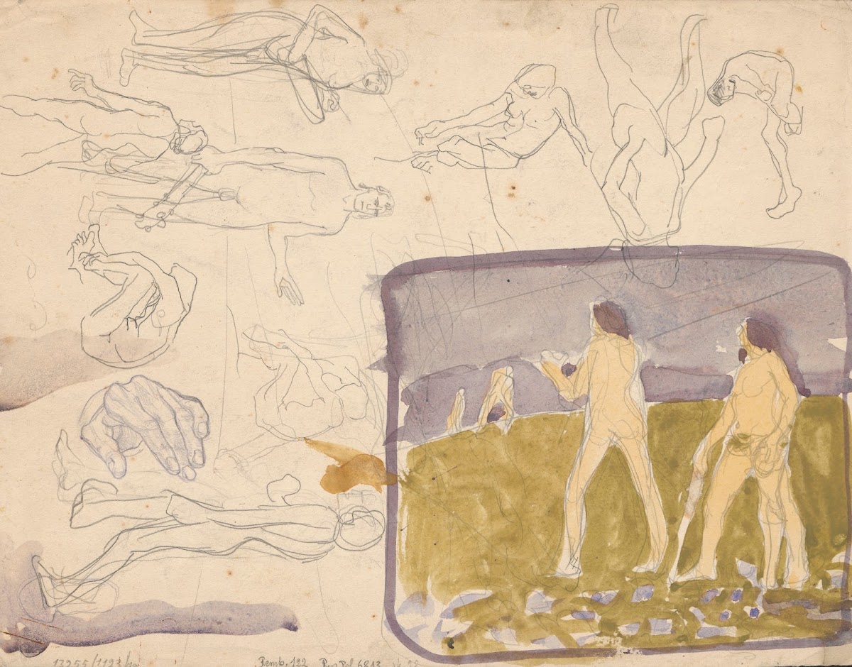 Sketches of figures for the composition The Fight on both sides