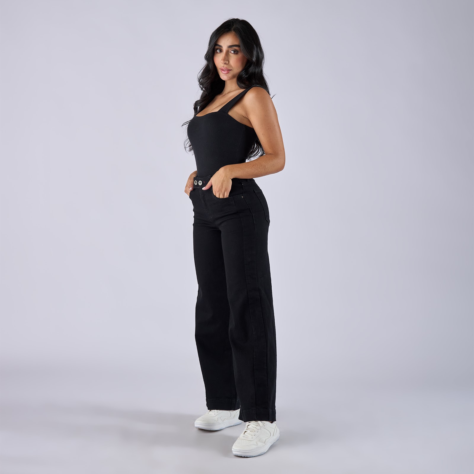 Jean dama wide leg tiro medio licrado - Vista 2