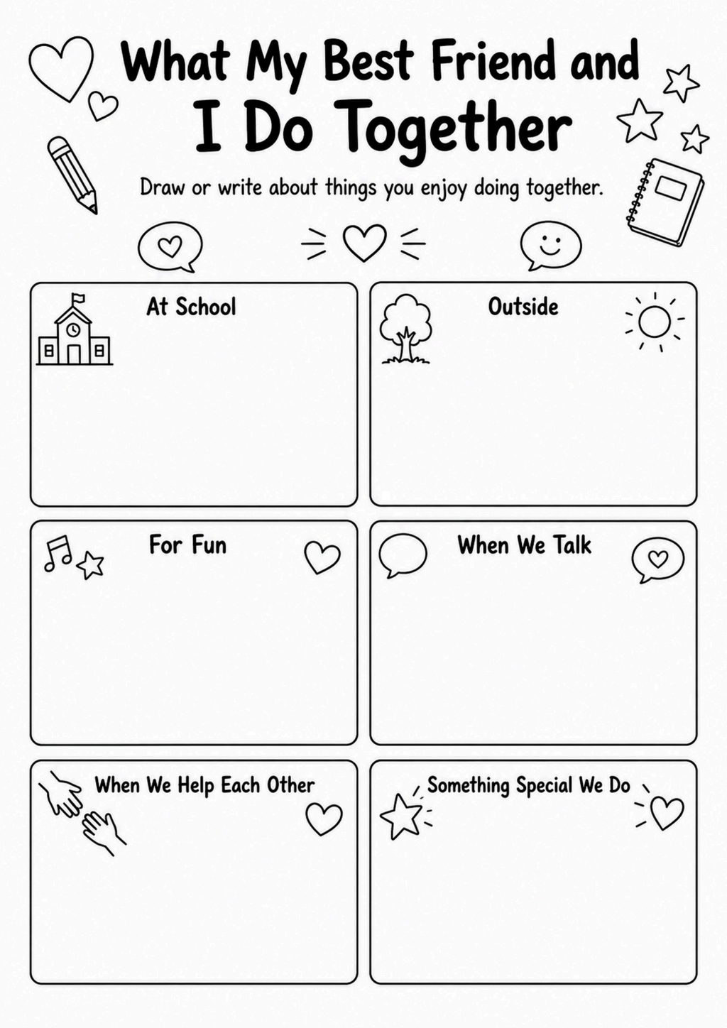 What My Best Friend and I Do Together Worksheet