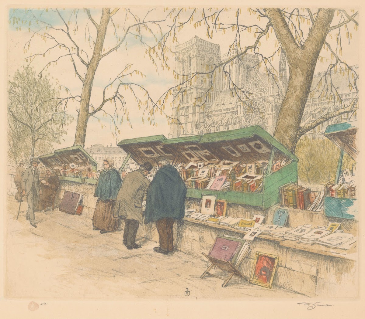 Boekenkramen op de Quai de Montebello de Notre Dame in de achtergrond 1892