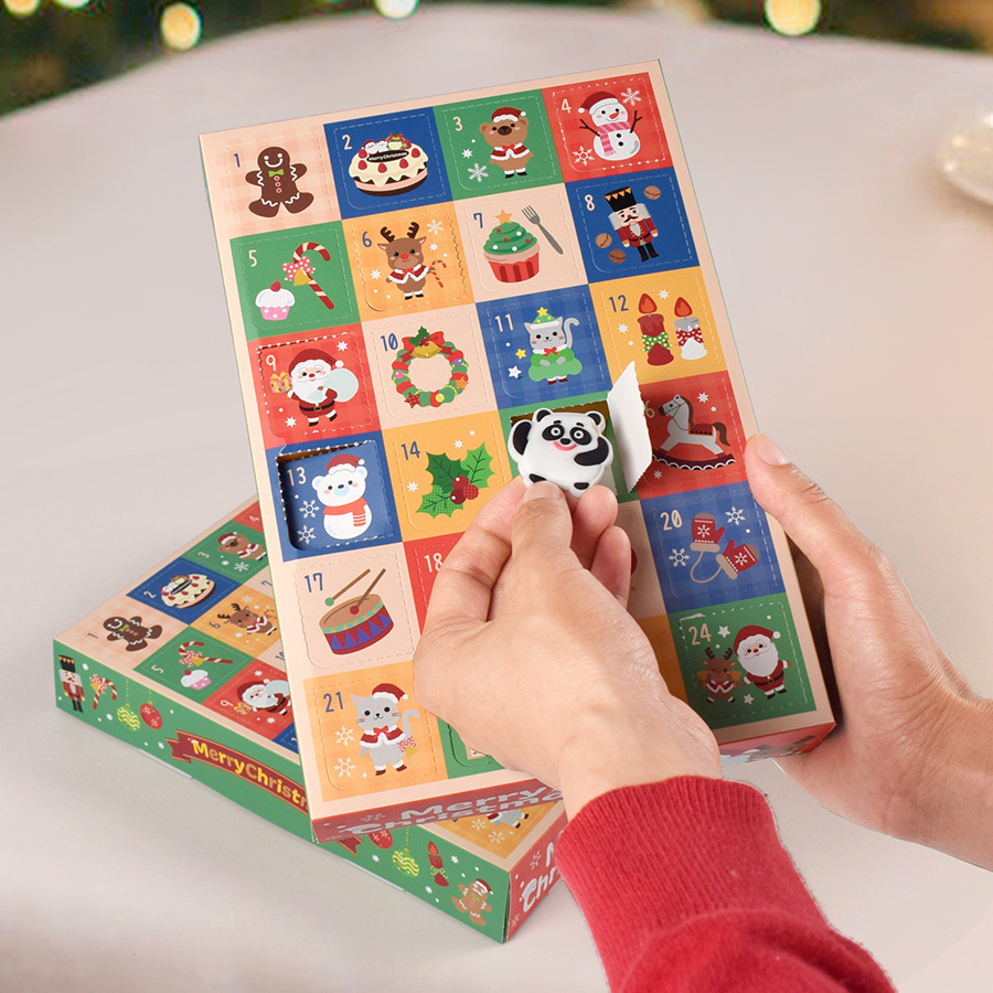 Christmas Advent Calendar Boxes, 24 Compartments, Set of 5
