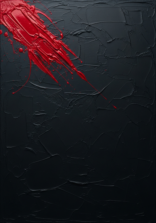 Black Abstract Canvas Red Paint Splatter