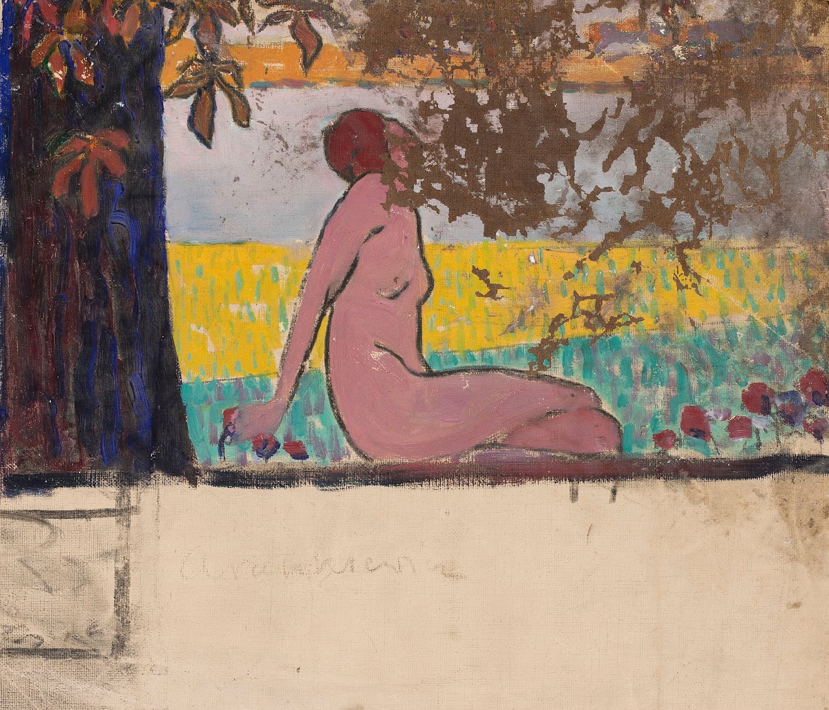 Nude woman against the background of alandscape 1937