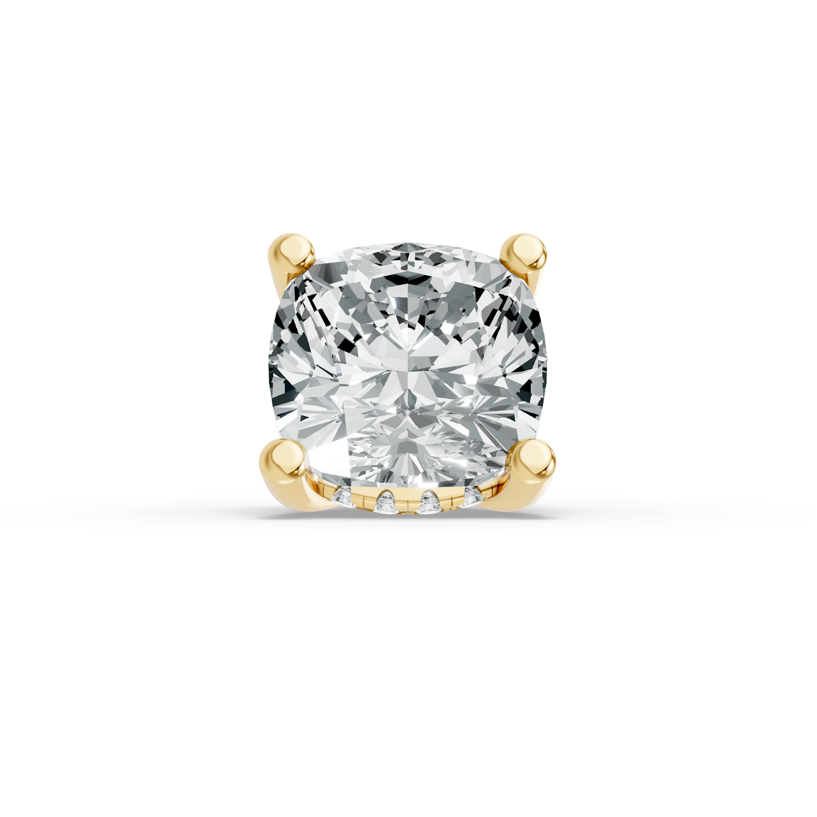 0.51CT Cushion Shape Lab Grown Diamond Hidden Halo Head with 12 Round Shape Side Stones in 10KT White Gold