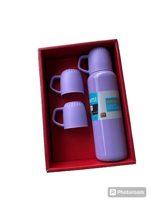 Kit garrafa térmica e xícaras - Lilás