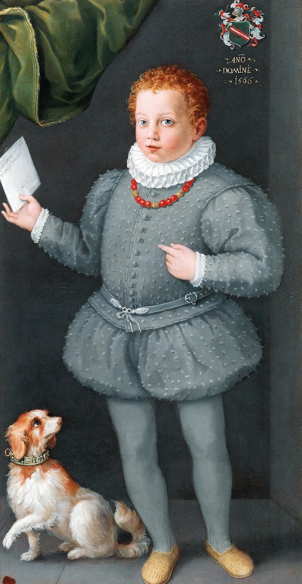 Portrait Of A Boy With A Dog Possibly A Member Of The Albergati Family 1566