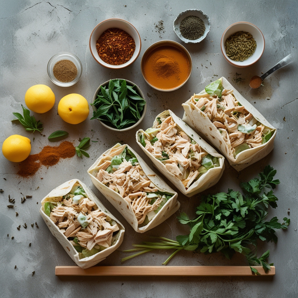 Ingredients for Creamy Chicken Salad Wrap - Easy Homemade Lunch Recipe