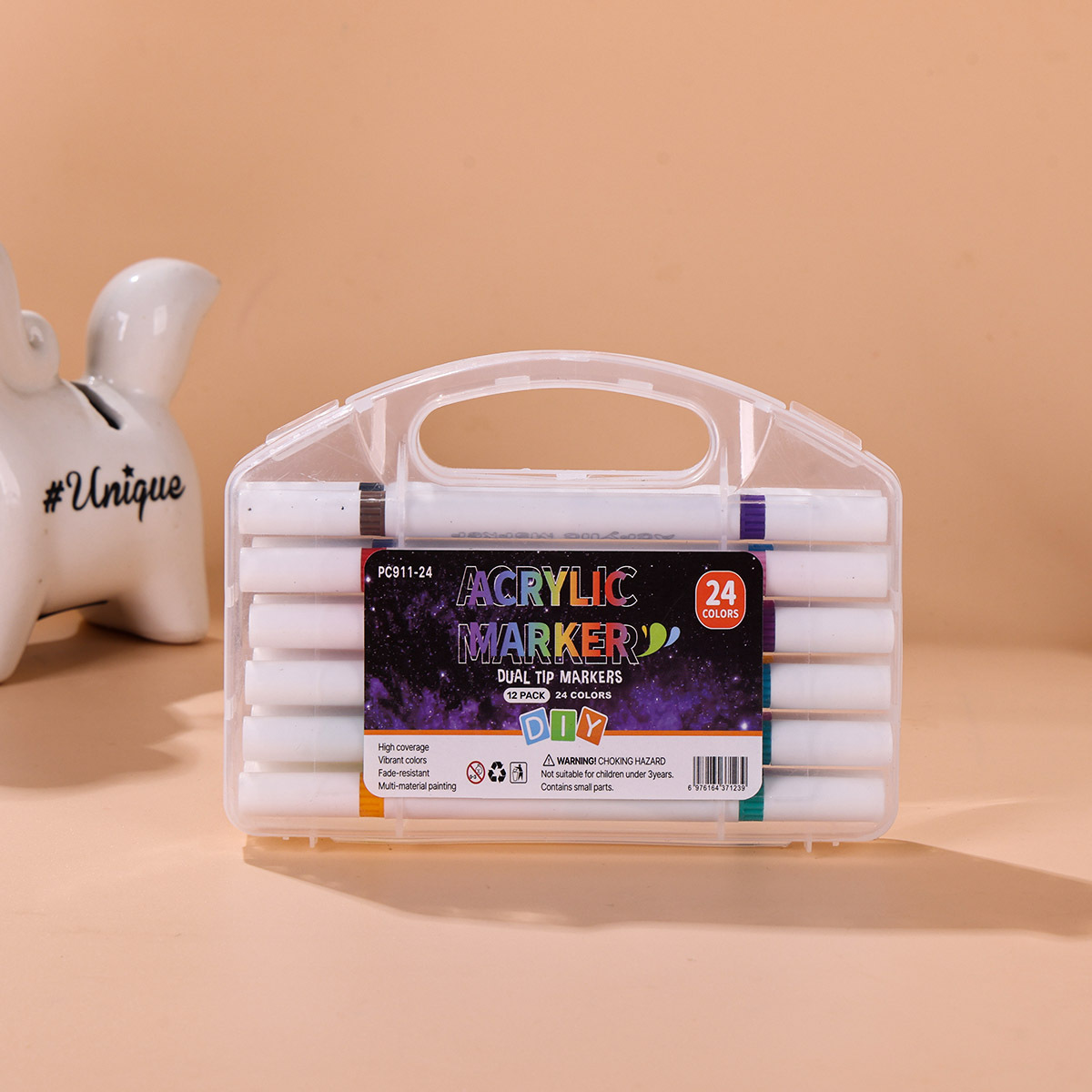 Acrylic marker set, 12–48 colors, PVC pen