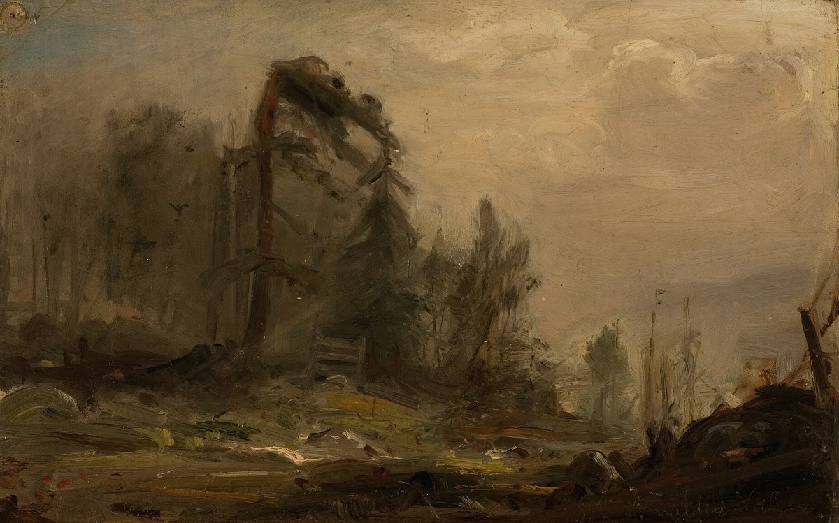 Skogparti i tåke 1869